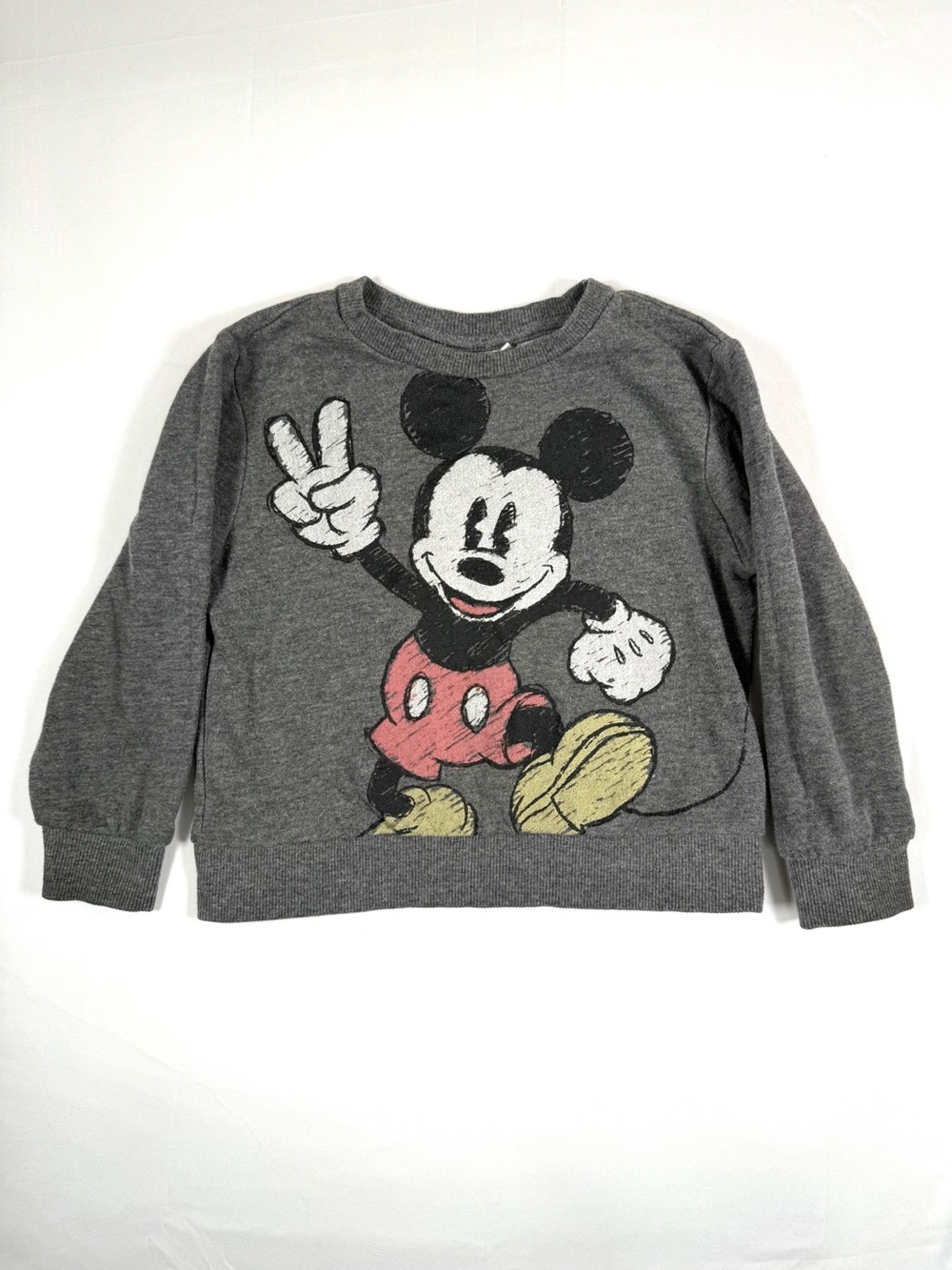 DISNEY Boys Mickey Mouse‎ Graphic Fleece Sweatshirt Gray 3T Classic Cartoon Cozy